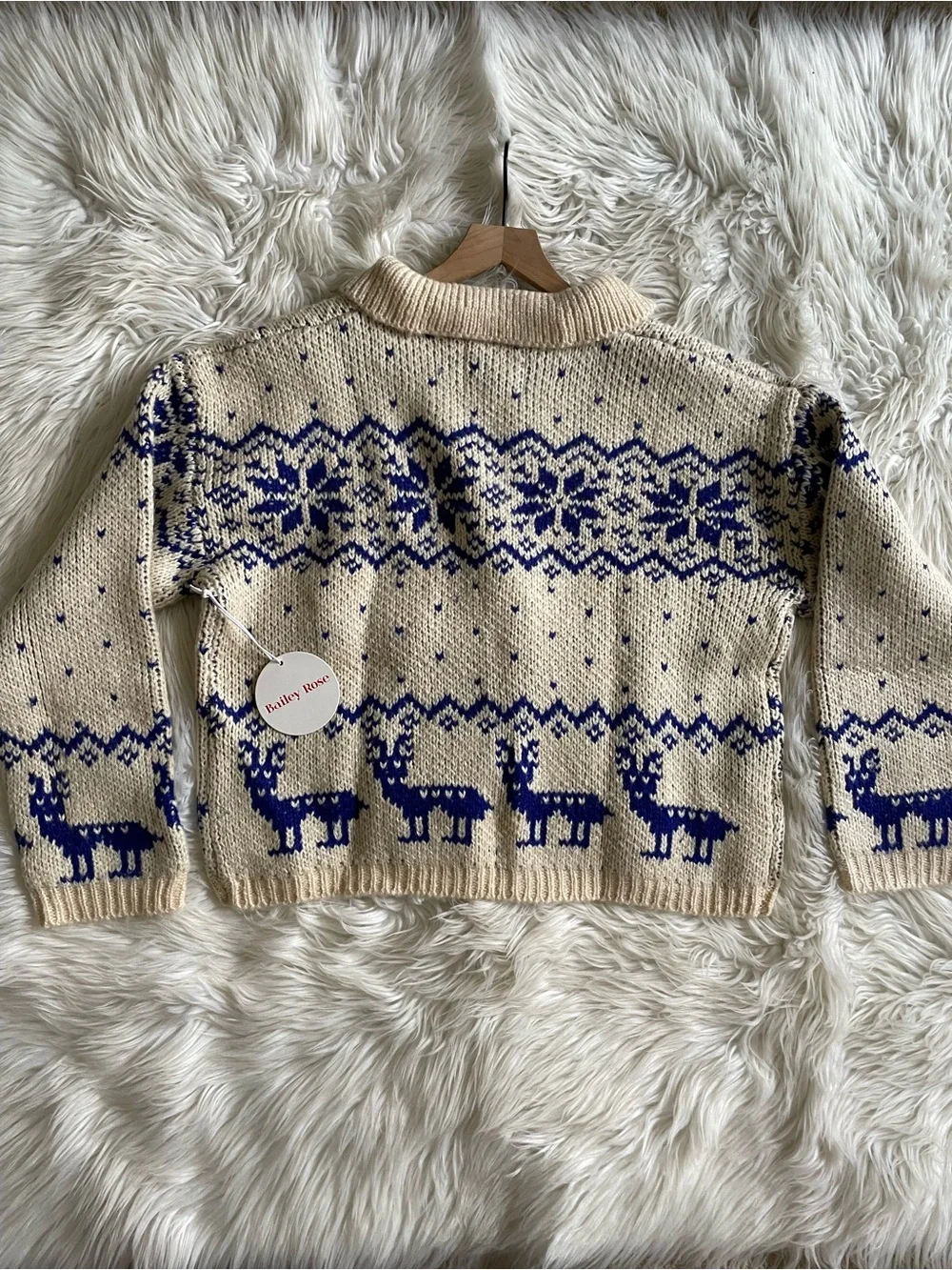 Bailey Rose Women's Fair Isle Reindeer Toggle Knit Collared Cardigan Small NWT - Picture 15 of 16